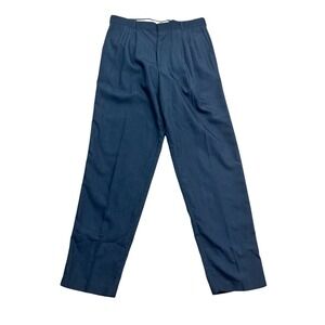 vtg 80s 90s USA Made 32x32 Blue Dress Suit Pants Trousers High Waisted Pleated